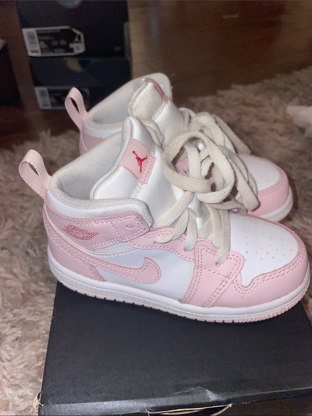 Nike Pink & White Kids Mid-Top Sneakers